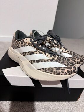 adidas Women's Leopard Print Running Shoes in Beige and Black size 6.5